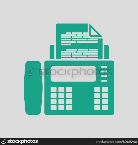 Fax icon. Gray background with green. Vector illustration.