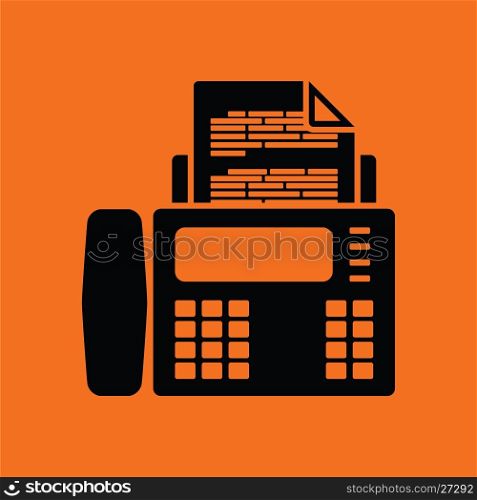 Fax icon. Orange background with black. Vector illustration.