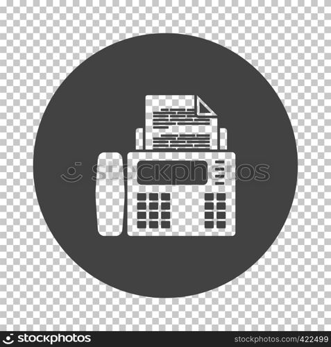 Fax icon. Subtract stencil design on tranparency grid. Vector illustration.