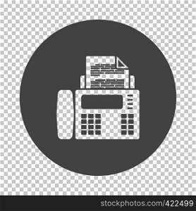 Fax icon. Subtract stencil design on tranparency grid. Vector illustration.