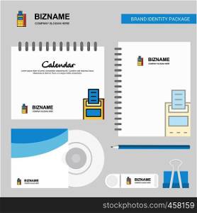 Fax machine Logo, Calendar Template, CD Cover, Diary and USB Brand Stationary Package Design Vector Template