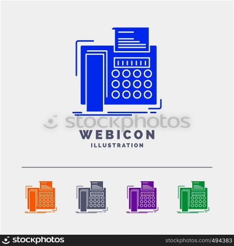 fax, message, telephone, telefax, communication 5 Color Glyph Web Icon Template isolated on white. Vector illustration. Vector EPS10 Abstract Template background
