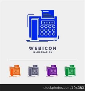 fax, message, telephone, telefax, communication 5 Color Glyph Web Icon Template isolated on white. Vector illustration. Vector EPS10 Abstract Template background