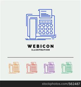fax, message, telephone, telefax, communication 5 Color Line Web Icon Template isolated on white. Vector illustration. Vector EPS10 Abstract Template background