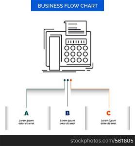 fax, message, telephone, telefax, communication Business Flow Chart Design with 3 Steps. Line Icon For Presentation Background Template Place for text. Vector EPS10 Abstract Template background