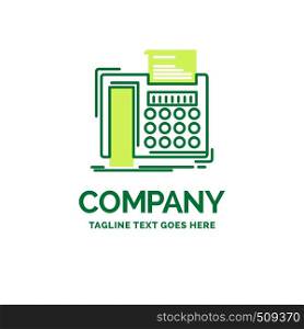 fax, message, telephone, telefax, communication Flat Business Logo template. Creative Green Brand Name Design.