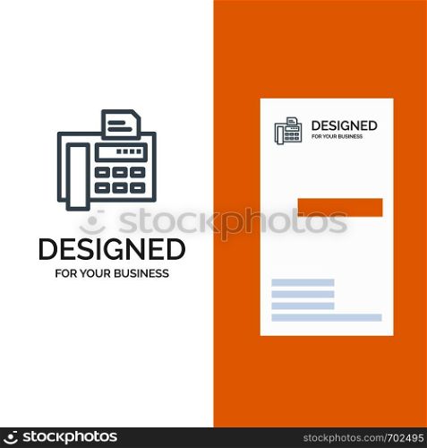 Fax, Phone, Typewriter, Fax Machine Grey Logo Design and Business Card Template