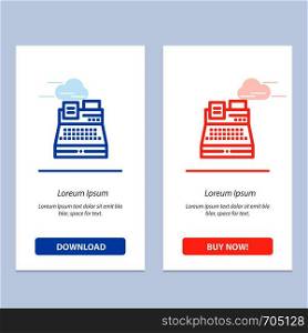 Fax, Print, Printer, Shopping Blue and Red Download and Buy Now web Widget Card Template