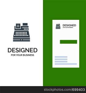 Fax, Print, Printer, Shopping Grey Logo Design and Business Card Template