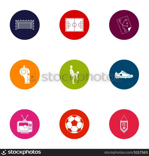 FC icons set. Flat set of 9 fc vector icons for web isolated on white background. FC icons set, flat style