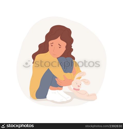 Fear isolated cartoon vector illustration Scared and worried girl having fear and stress, kids psychology, people socio-emotional development, child lifestyle, panic attack vector cartoon.. Fear isolated cartoon vector illustration