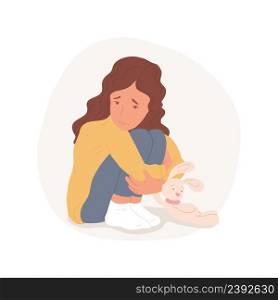 Fear isolated cartoon vector illustration Scared and worried girl having fear and stress, kids psychology, people socio-emotional development, child lifestyle, panic attack vector cartoon.. Fear isolated cartoon vector illustration