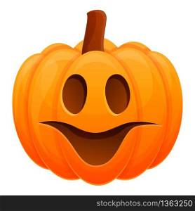 Fear smiling pumpkin icon. Cartoon of fear smiling pumpkin vector icon for web design isolated on white background. Fear smiling pumpkin icon, cartoon style