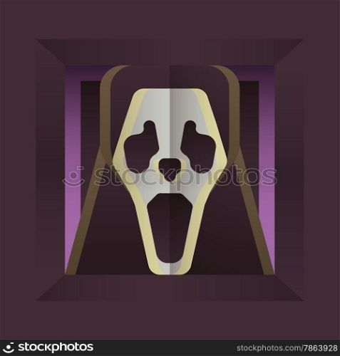Fearful Halloween Character: Screaming Skull. Flat Style Design.