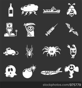 Fears phobias icons set vector white isolated on grey background . Fears phobias icons set grey vector