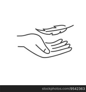 feather and hand icon of light weight  vector illustration concept design template web