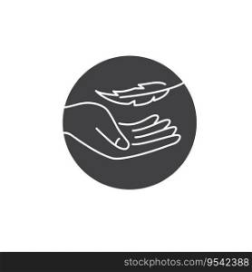 feather and hand icon of light weight  vector illustration concept design template web