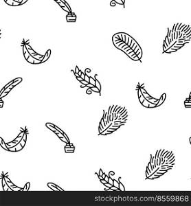 feather bird soft quil fluffy Vector Seamless Pattern Thin Line Illustration. feather bird soft quil fluffy vector seamless pattern