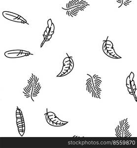 feather bird soft quil fluffy Vector Seamless Pattern Thin Line Illustration. feather bird soft quil fluffy vector seamless pattern