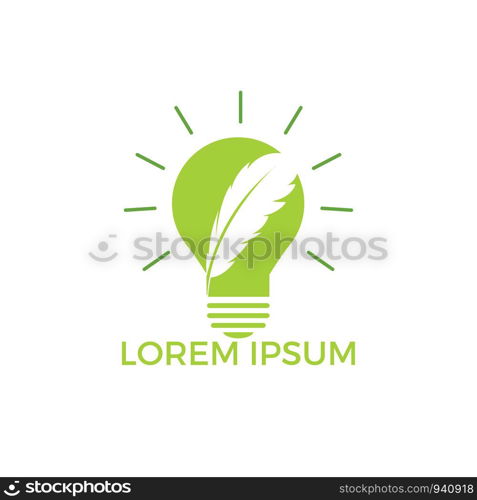 Feather bulb logo design. Educational and institutional logo design template.