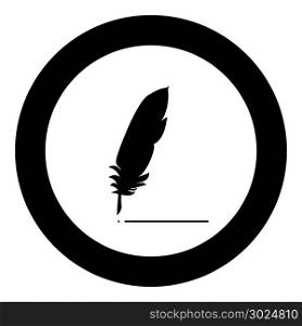 Feather icon black color in circle vector illustration