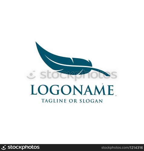Feather logo design. Feather icon creative idea. Logo design related to writer, author, law firm, attorney, lawyer or education