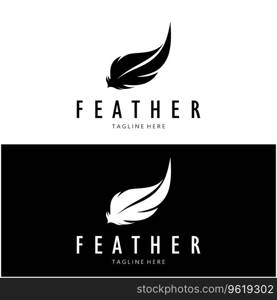 Feather logo, feather pen logo, law firm feather logo vector simple design