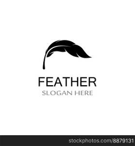 feather logo of fowl breed and pen made of feather using vector icon