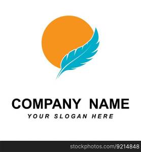 feather logo vector with slogan template