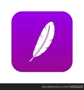 Feather pen icon digital purple for any design isolated on white vector illustration. Feather pen icon digital purple