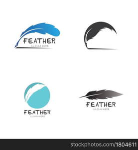 Feather pen logo and symbol vector