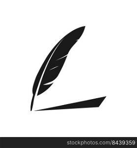 feather pen logo stock illustration design