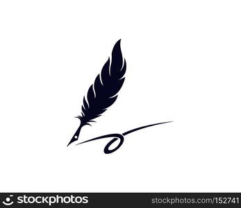 Feather pen Logo template Vector illustration