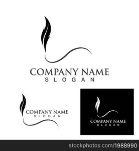 Feather pen Logo template Vector illustration