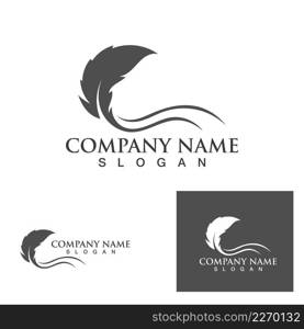 Feather pen Logo template Vector illustration