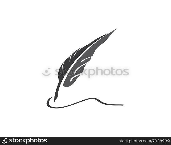 Feather pen Logo template Vector illustration