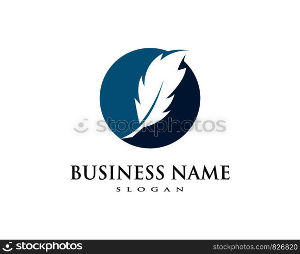 Feather pen Logo template Vector illustration