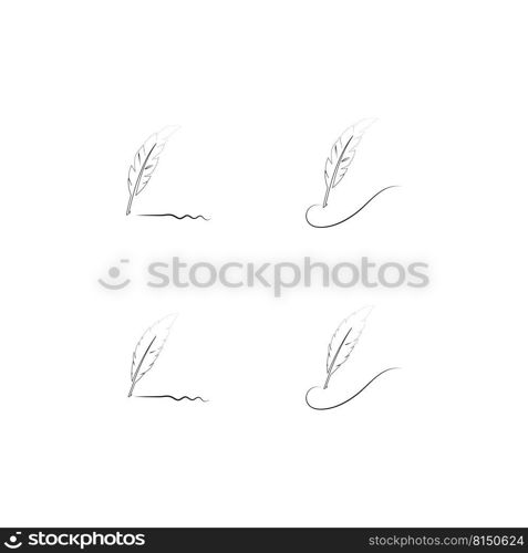 Feather pen  logo vector template