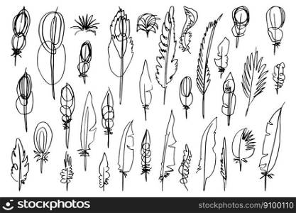 feather pen silhouette, doodle vector illustration. feather pen silhouette, doodle liner art vector illustration