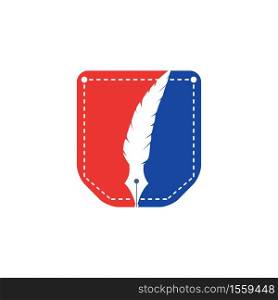 Feather pocket vector logo design. Education app logo concept.