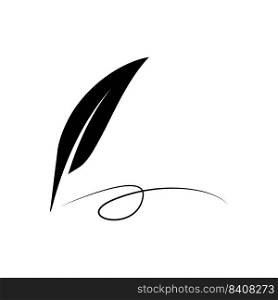 feather quill pen icon,classic statio≠ry illustration.