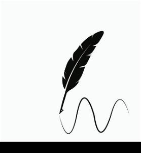 feather quill pen icon,classic stationery illustration