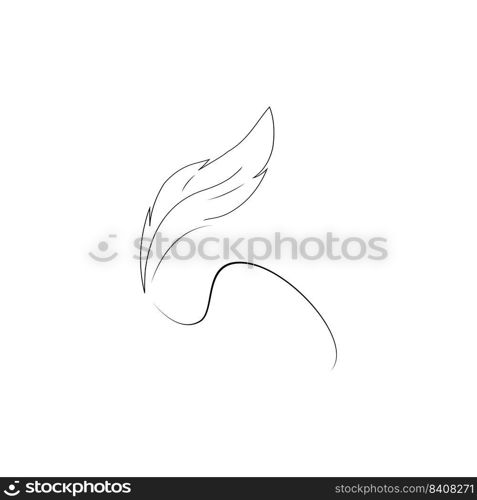 feather quill pen icon,classic stationery illustration.