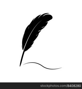 feather quill pen icon,classic stationery illustration.