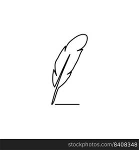 Feather quill pen icon, classic stationery illustration.