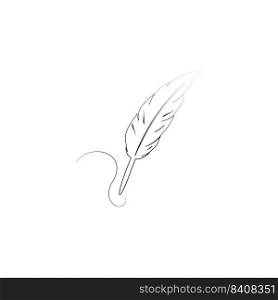 Feather quill pen icon, classic stationery illustration.