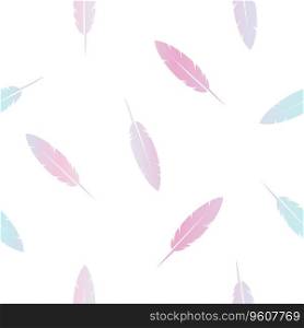 Feather- seamless pattern, pink, blue color gradient, design element, white background