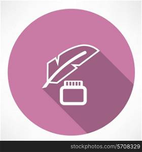 feather with ink icon. Flat modern style vector illustration