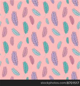 Feathers seamless pattern. Boho pattern with chicken feathers. Vector illustration. Design for textiles, packaging, wrappers, greeting cards, paper, printing.. Feathers pattern. Boho pattern with feathers