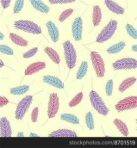 Feathers seamless pattern. Boho pattern with chicken feathers. Vector illustration. Design for textiles, packaging, wrappers, greeting cards, paper, printing.. Feathers pattern. Boho pattern with feathers